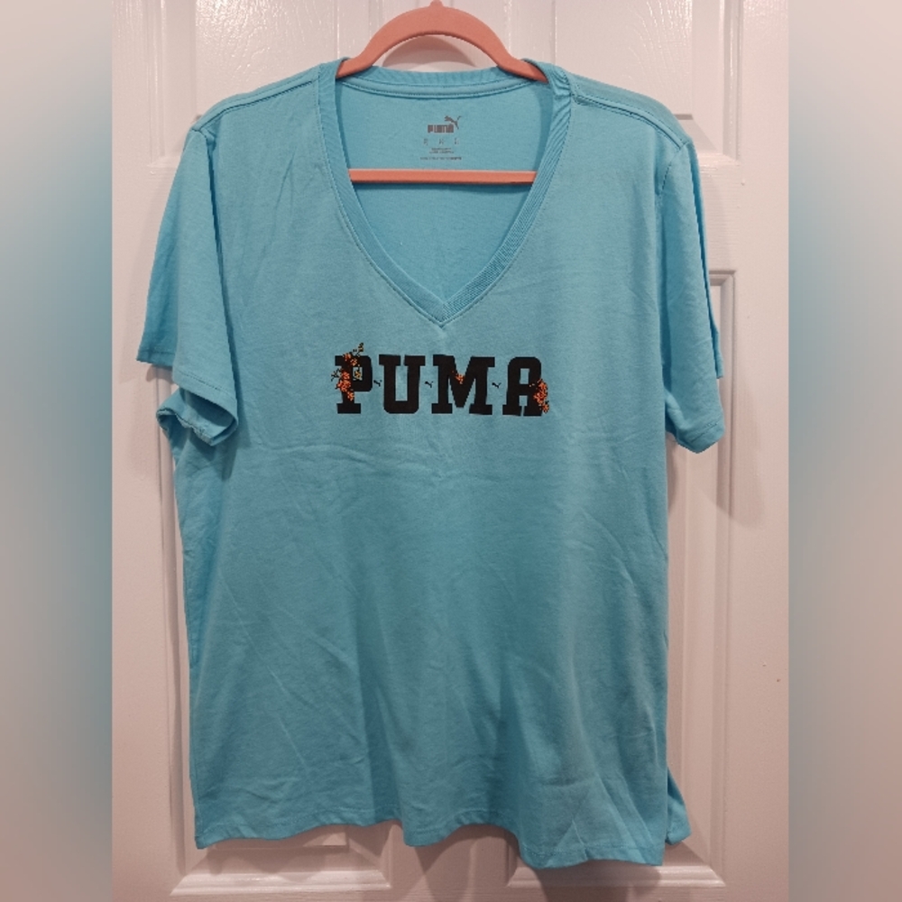 Puma Sky Blue V-Neck Tee